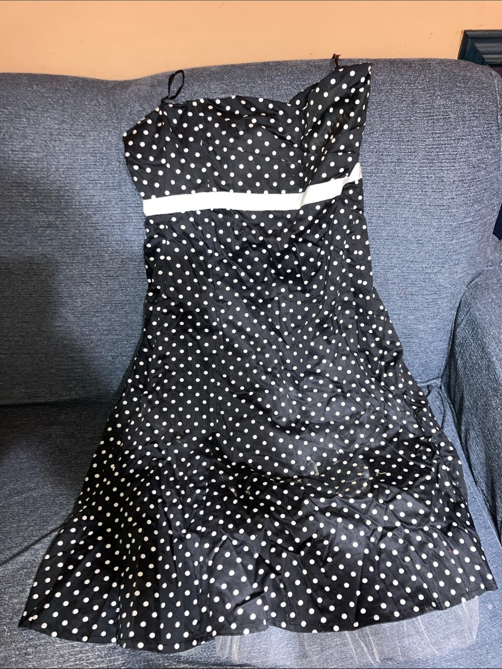 Costa Blanca Black and White Polka Dot Asymmetrical Dress